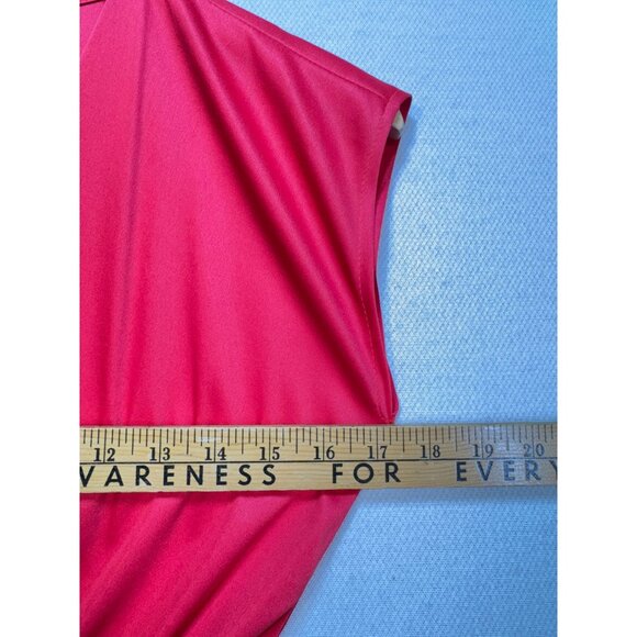 Vintage Entourage T.M Wrap Midi A-Line Dress Size Red Sleeveless Pleated Chic - Picture 9 of 12